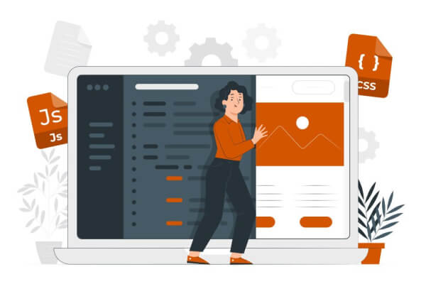 Illustration of website designing and building